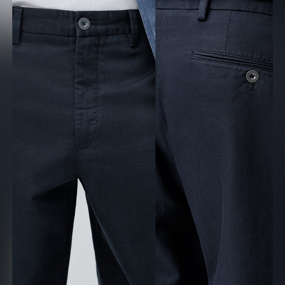 = Massimo Dutti RELAXED FIT CANVAS CHINO TROUSERS Size 36 - Picture 4 of 8